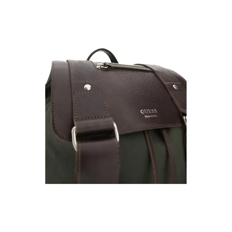 GUESS Genuine Leather With Cotton Backpack Men's Green-2