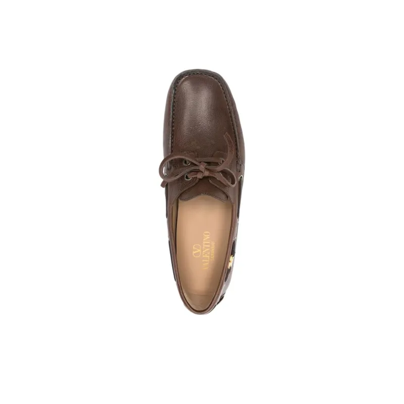 Valentino Boat Shoes Men's Brown-4
