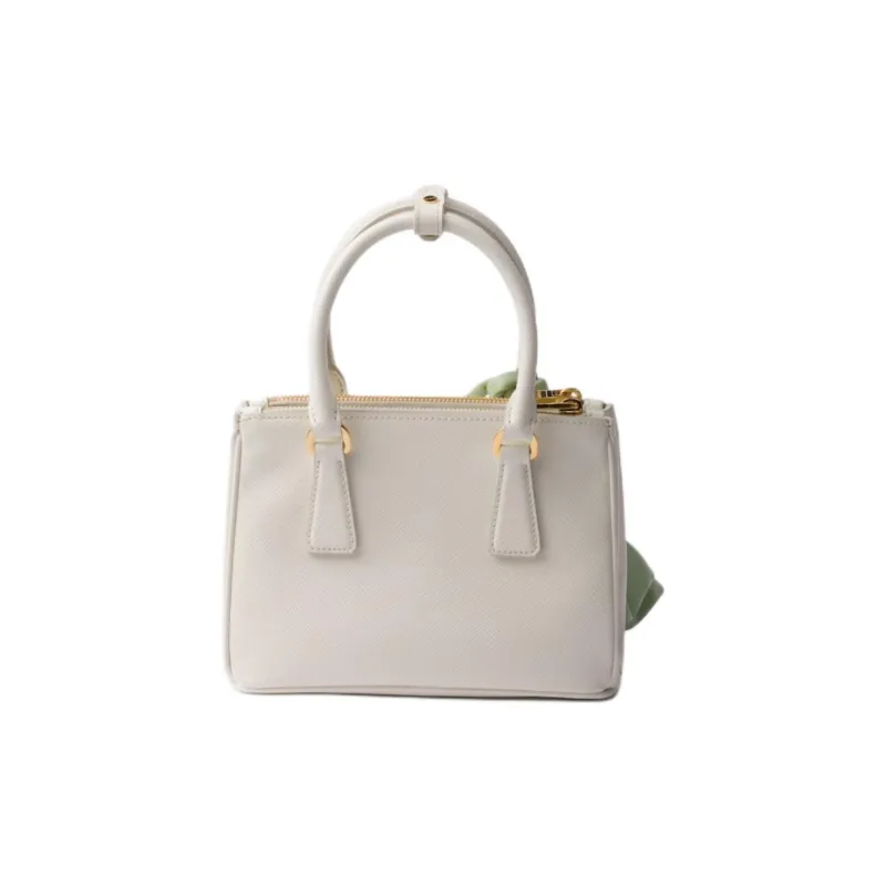 PRADA Galleria Killer Bag Calfskin Shoulder Bag Crossbody Bag Handbag Mini Women's White & Light Green-2