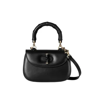 GUCCI Bamboo 1947 Soft Leather Shoulder Bag, Crossbody Bag, Handbag Small Size Women's Black