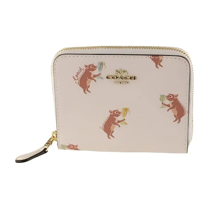 COACH Zip Around Leather Wallet Women's White-1