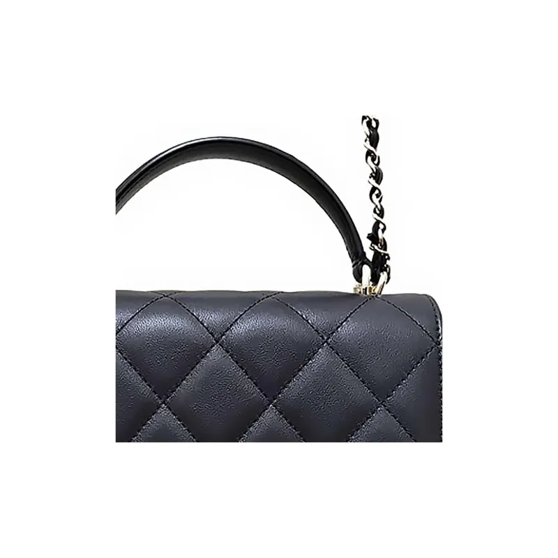 CHANEL Classic Flap CF Cow Leather With Leather Handbag Women's Black-2