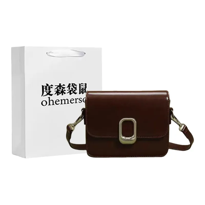 Dusen Kangaroo PU One Shoulder Crossbody Small Bag Women's Ecru/Khaki/Black/Coffee-8