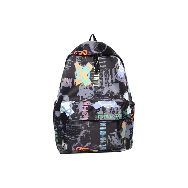 BUBM Nylon Backpack Unisex Black/White/Blue-6