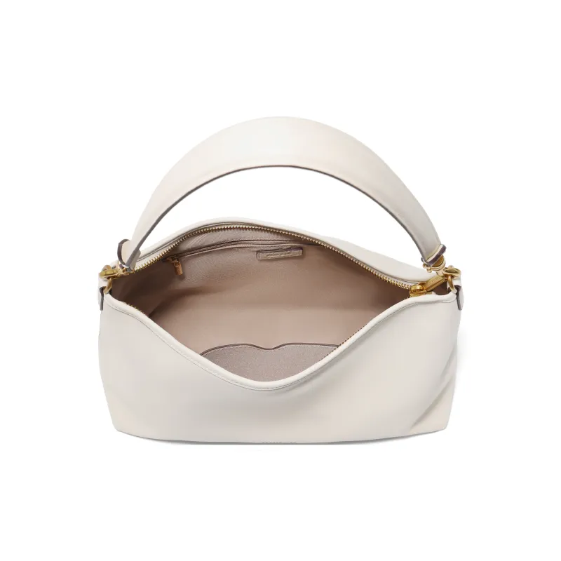 BELLE Cow Leather Tote Crossbody Bag, Shoulder Bag Medium Size Women's Gray/Beige-8