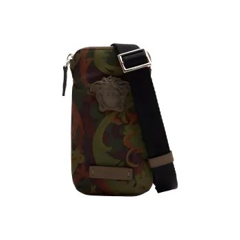 VERSACE Nylon One Shoulder Crossbody Cell Phone Pouch Mini Unisex Camouflage