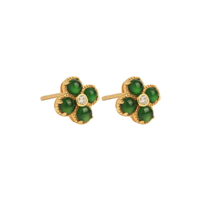 Heng Tai Jewelry Ice Type Jadeite Stud Earrings Women's-0