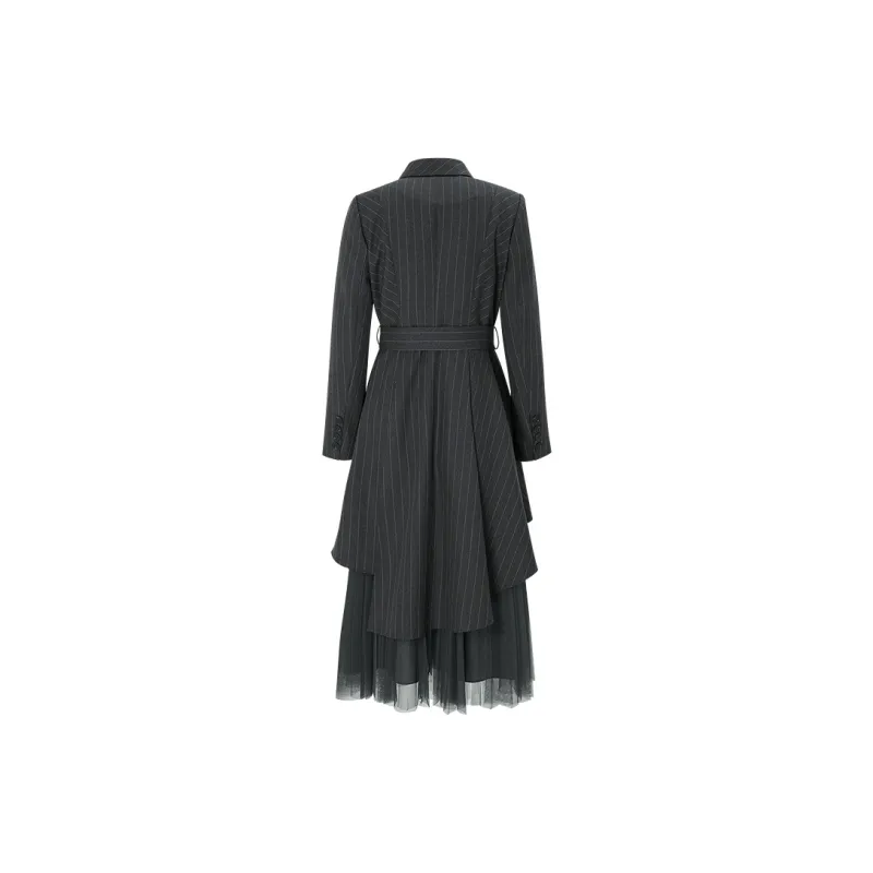 IDPAN Long Sleeved Dresses Women's Gray Coffee-1