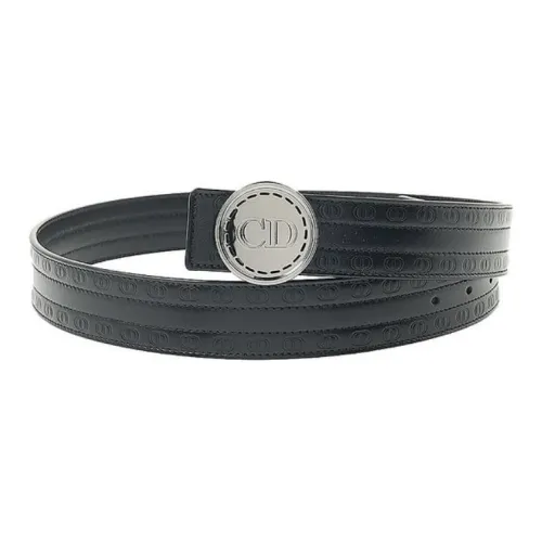 DIOR Calfskin Leather Belts Unisex Black Width 4.5cm