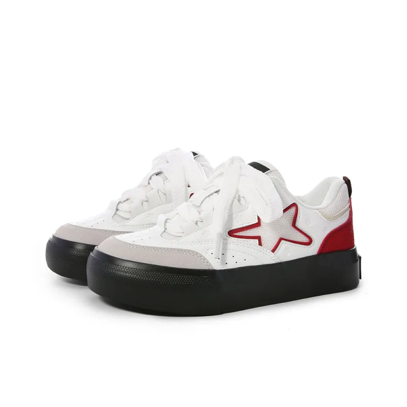 Cob Durable Lightweight And Breathable Low-Top Skateboard Shoes Women's White Red-2