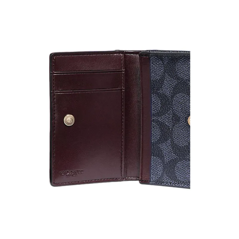 COACH Card Case Coated Canvas Coin Purses Wallets Women's Dark Blue-3