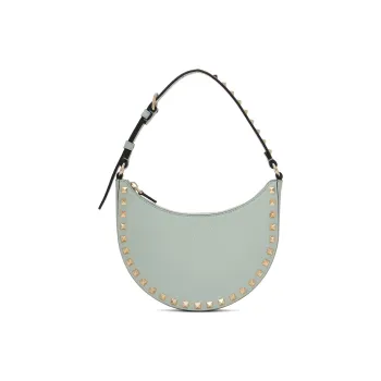 Valentino ROCKSTUD Grained Calfskin Crescent Moon Bag Handbag Mini Women's Green