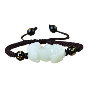 TAMINA Bracelets Pale Greenish White Jade Unisex