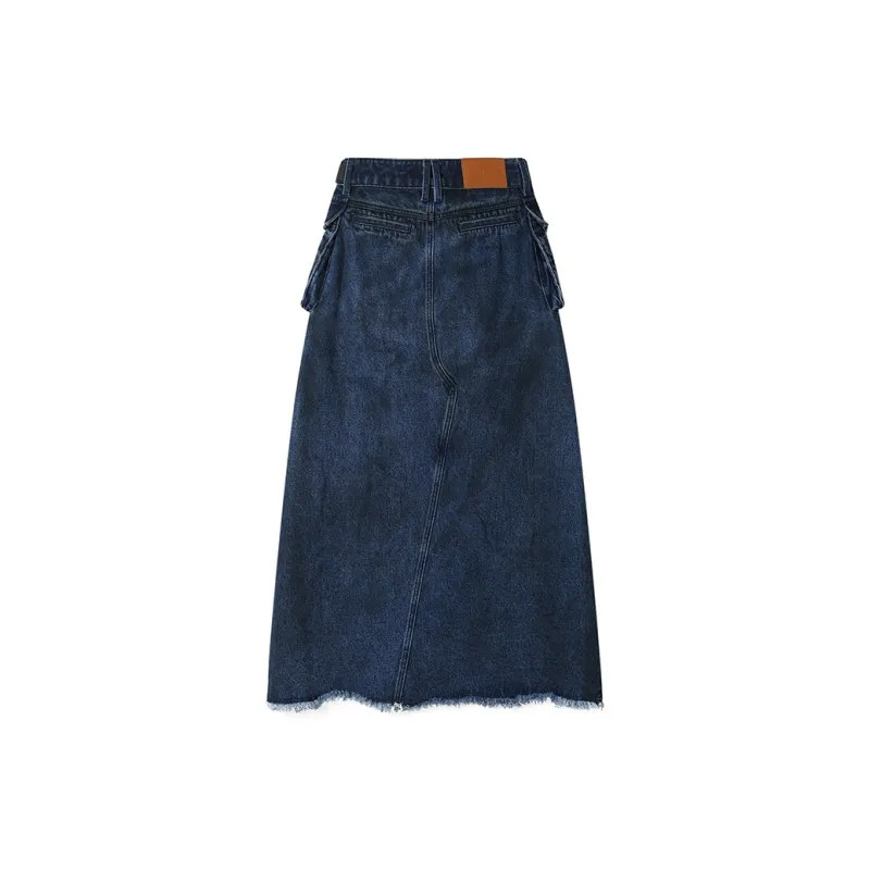 ANDREA MARTIN Denim Long Skirt Women's Blue-1