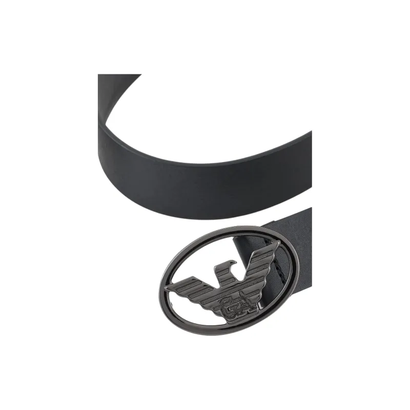 EMPORIO ARMANI Smooth Leather Belt With Eagle Plate-2