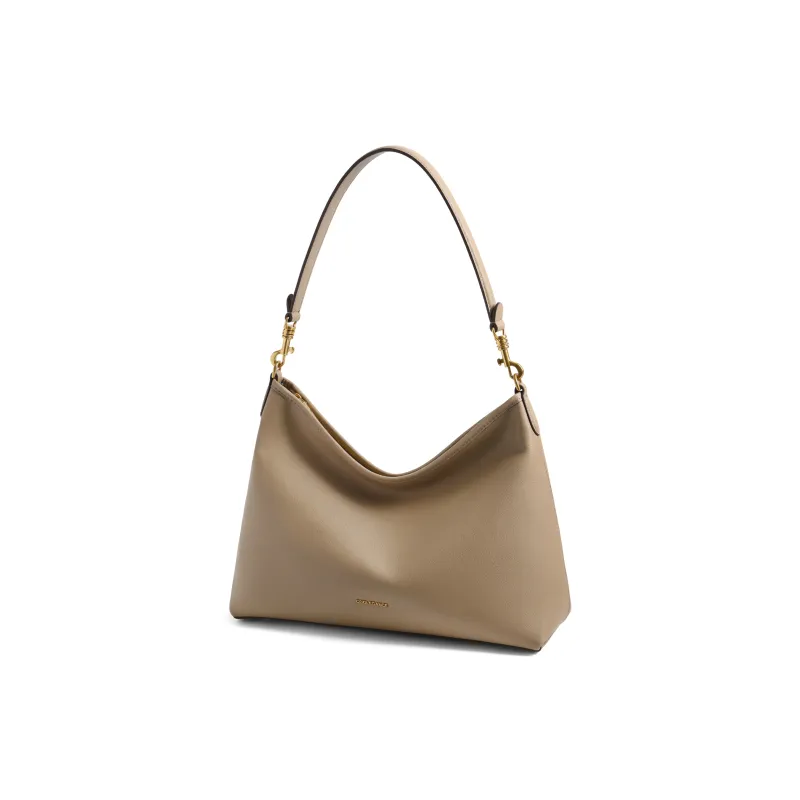 BELLE Cow Leather Tote Crossbody Bag, Shoulder Bag Medium Size Women's Gray/Beige-1