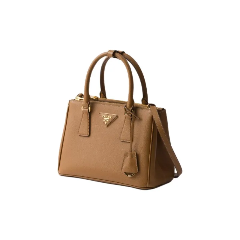 PRADA Saffiano Calfskin Shoulder Bag Crossbody Bag Handbags Small Size Women's Caramel-1