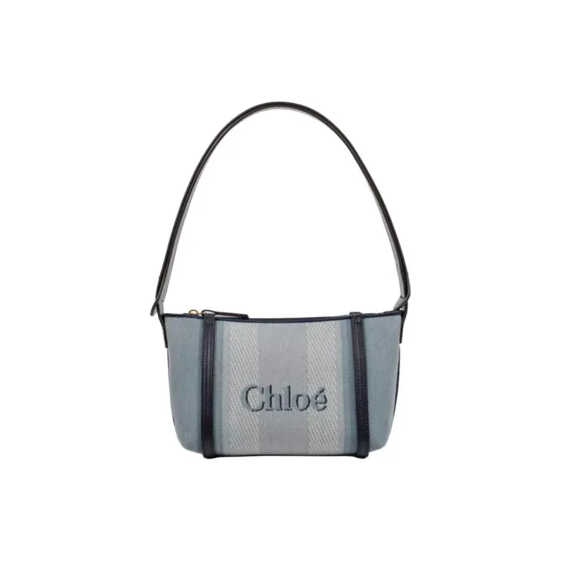 Chloe Fabric Shoulder Bag Medium Size Women's Blue-2