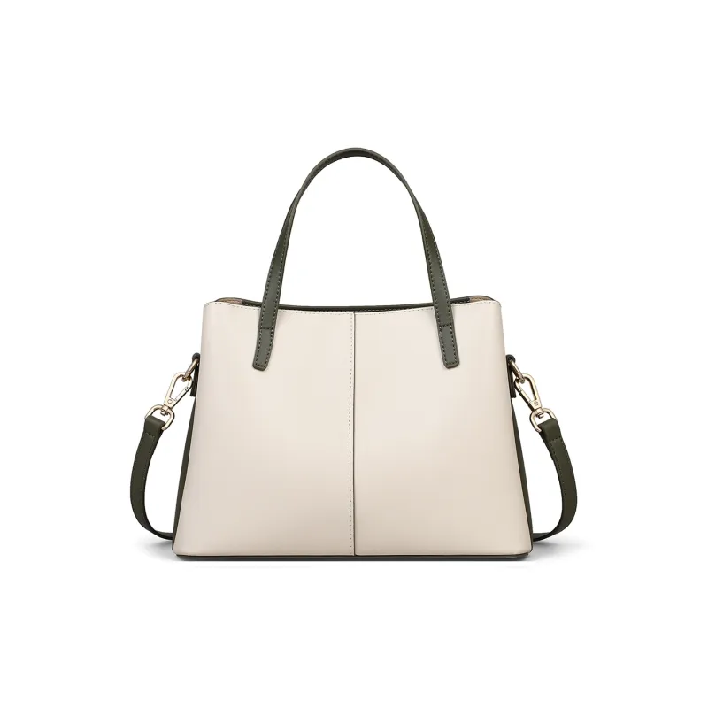 PT'SON Cow Leather Shoulder Bag, Crossbody Bag, Handbag Women's Elegant Milk White-5
