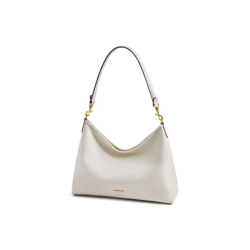 BELLE Cow Leather Tote Crossbody Bag, Shoulder Bag Medium Size Women's Gray/Beige-7