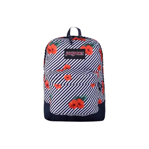 JanSport Fabric Backpack Medium Size Unisex Blue & White