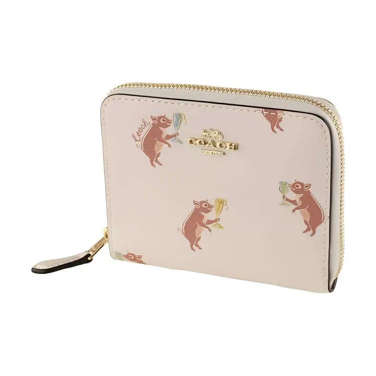 COACH Zip Around Leather Wallet Women's White-2