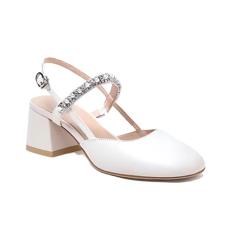 CAMEL Chunky Heel High Heels Women's White-2