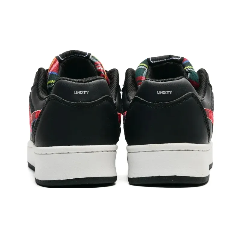 UNIITY Anti Slip Wear Resistant Lightweight Breathable Height Increasing Low Top Skateboard Shoes Women's Black Red-5