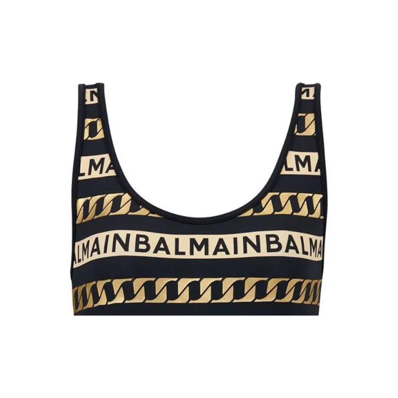 BALMAIN Striped Logo-print Swimsuit-4