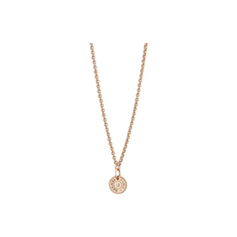 HERMES Rose Gold With Diamond Necklaces Women's Gold-0