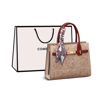 COMELY Cow Leather Handbag, Shoulder Bag, Crossbody Bag Regular Women's Beige Apricot