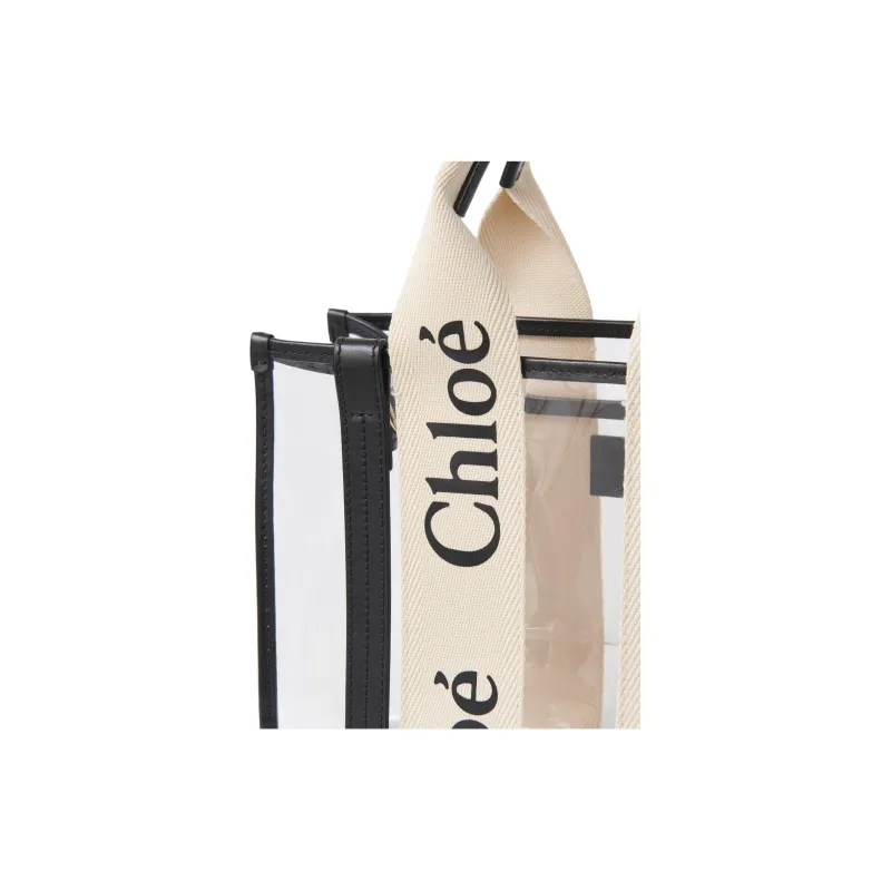Chloe Woody Polyurethane Tote Bag Shopping Bag Handbags Small Size Women's White-4