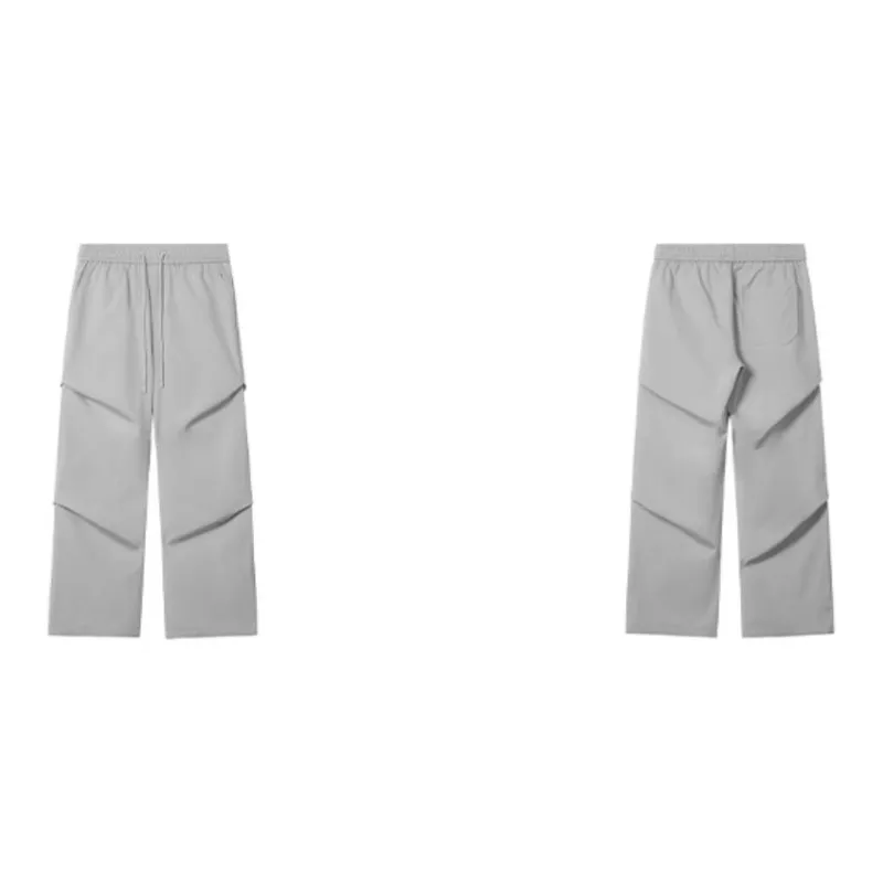 HOKLV Workwear Style Vintage Casual Pants, Wide Leg Straight Fit With A Draping Effect Unisex-2