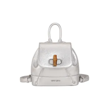 TOUTOU PU Backpack Medium Size Women's Cream White/Raw Chocolate