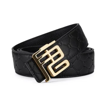 Jeccieziio Cow Leather Leather Belts Men's _Nsec Gold Silver Width  3.8cm
