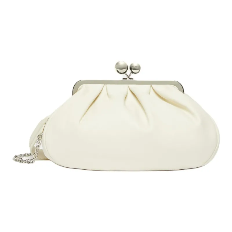 WEEKEND MaxMara Leather Crossbody Bag Shoulder Bag Medium Size Women's White-0