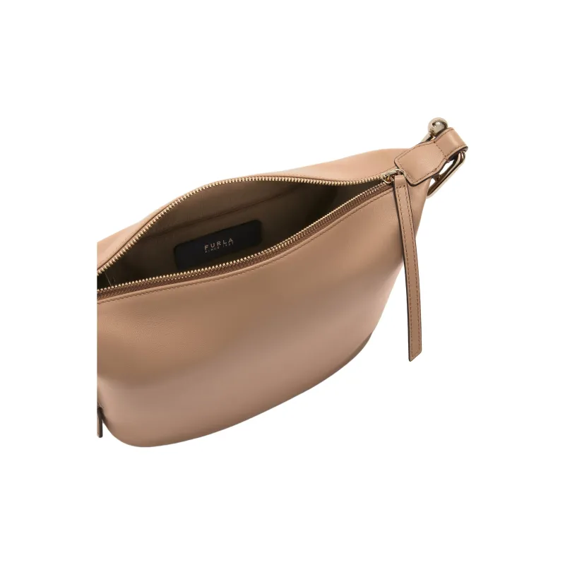Furla Calfskin Water Dumpling Shoulder Bag Medium Size Women's Clay Color-3