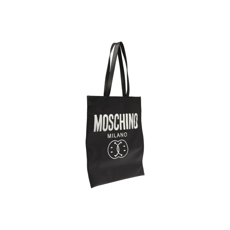 MOSCHINO SMILEY Collaboration Sheepskin Tote Bag Shopping Bag Shoulder Bag Handbag Men's Black-1