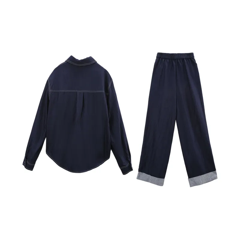 A Paradise For Awakening Casual Suit Women's Vintage Blue-1