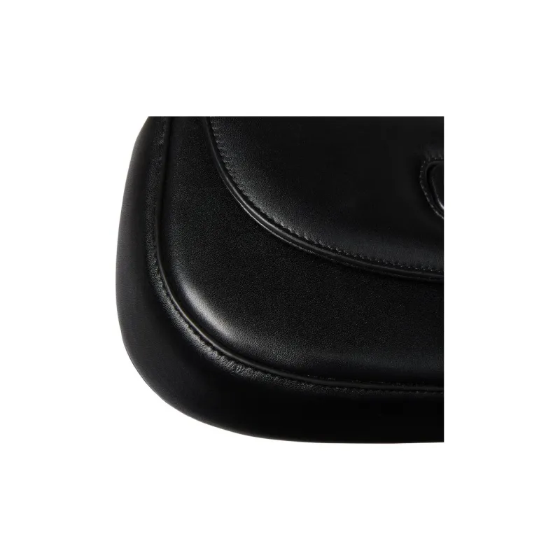 GUCCI Soft Leather One Shoulder Handbag Small Size Women's Black-6