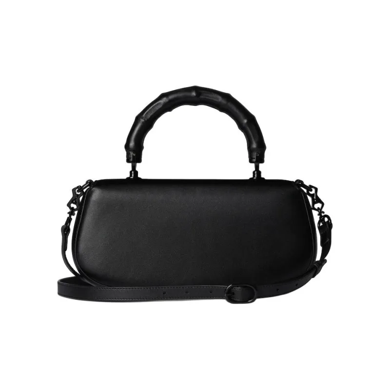 GUCCI Soft Leather One Shoulder Handbag Small Size Women's Black-3