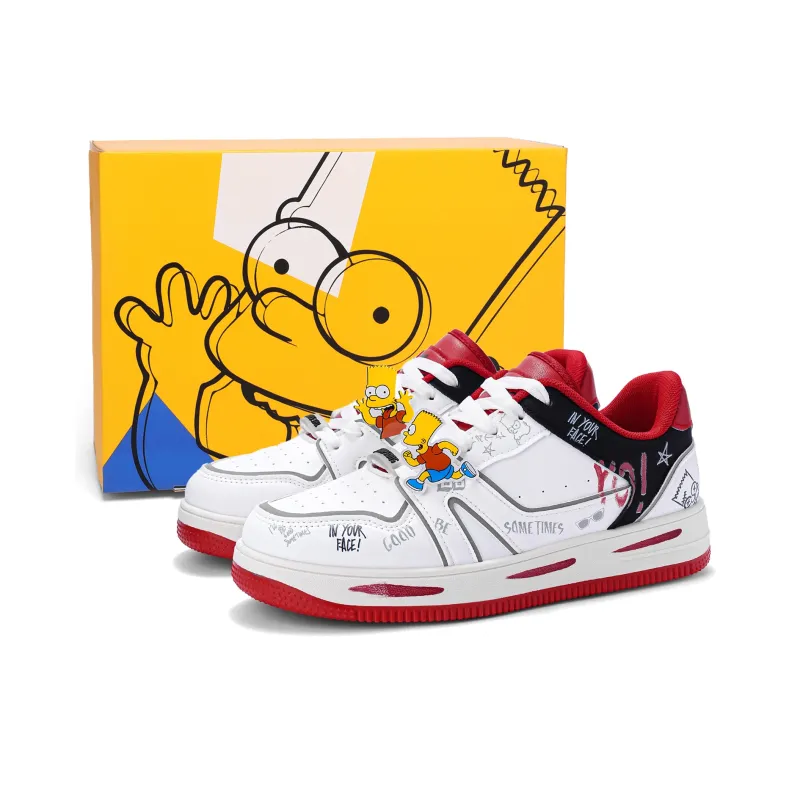 The Simpsons Skateboard Shoes Unisex Low Top Mismatched/White Red/White Black/White-43