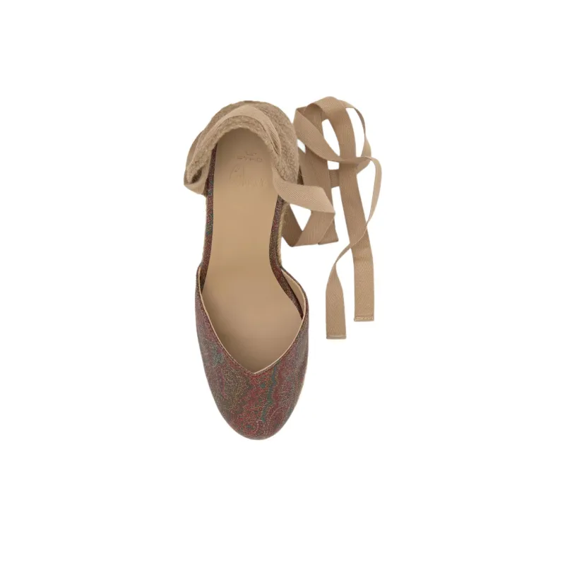 ETRO x Castañer Chiara Wedge Heel High Heels 8cm Women's Tan-3