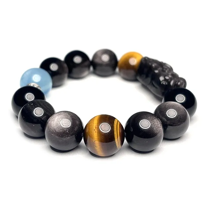 MOUNTAINS AND MANS Obsidian New Chinese Style Good Luck Beaded Bracelet Men's-1