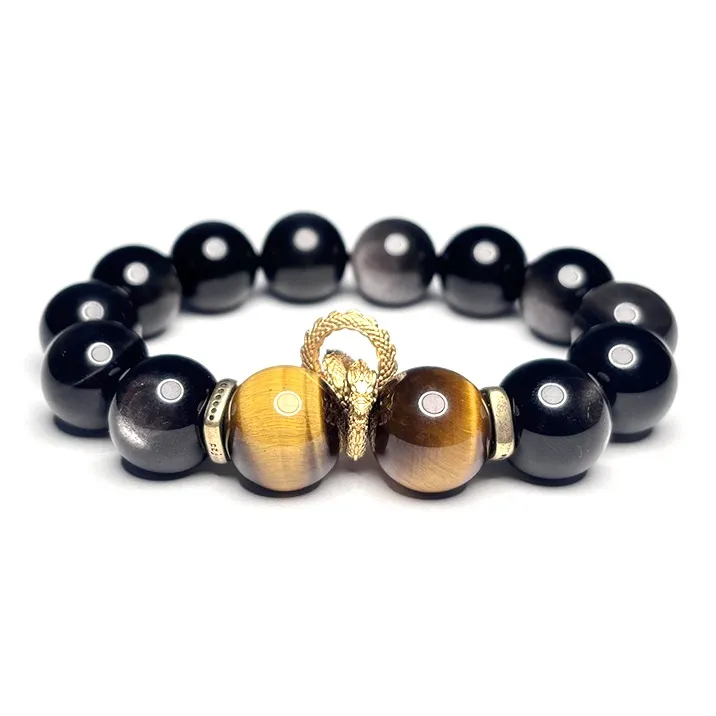 MOUNTAINS AND MANS Obsidian New Chinese Style Good Luck Beaded Bracelet Men's-0