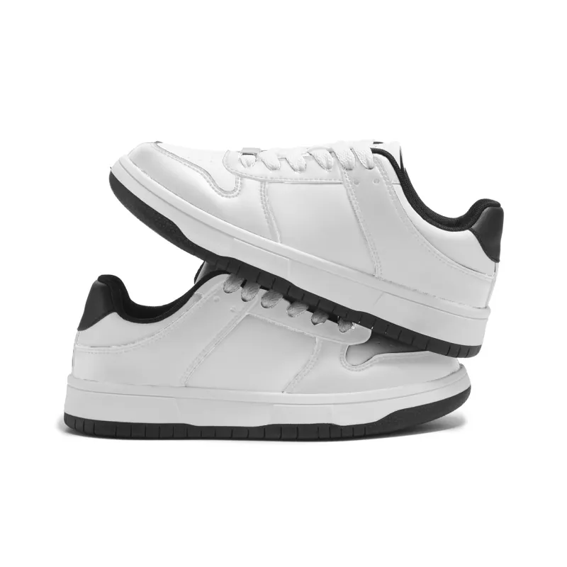 La Chapelle Wear-Resistant Height Increasing Low-Top Skateboard Shoes Women's White Black-4
