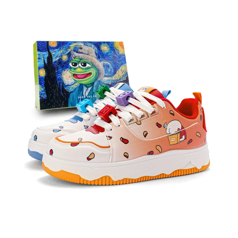 Pepe The Frog Skateboard Shoes Unisex Low Top Classic Black White/Pearl Beige/Tangerine/Ocean Blue/Mismatched-14