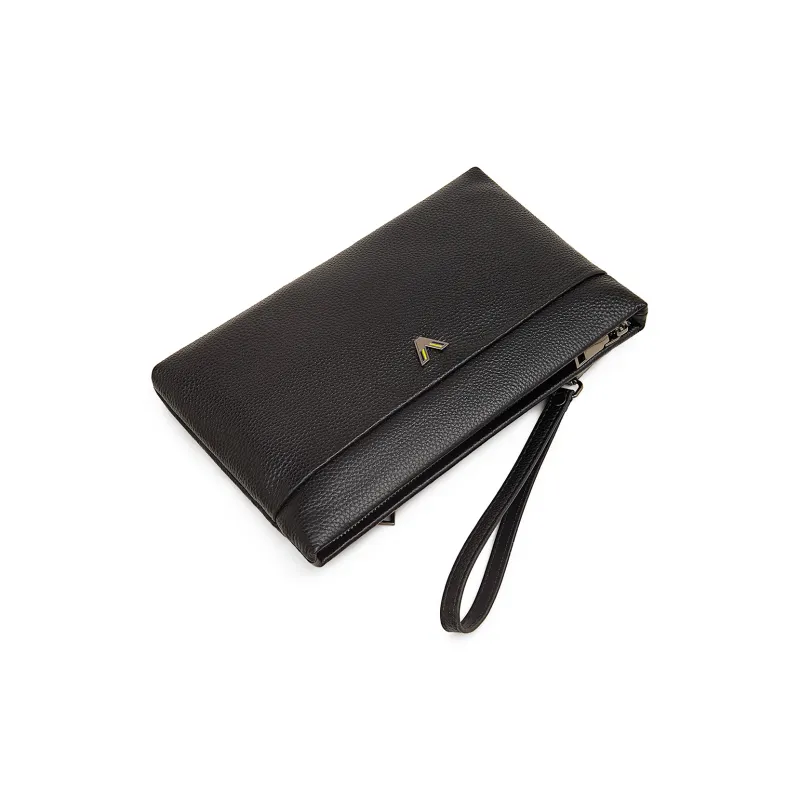 Old Man's Head Cow Leather Clutch Regular Men's Black-3