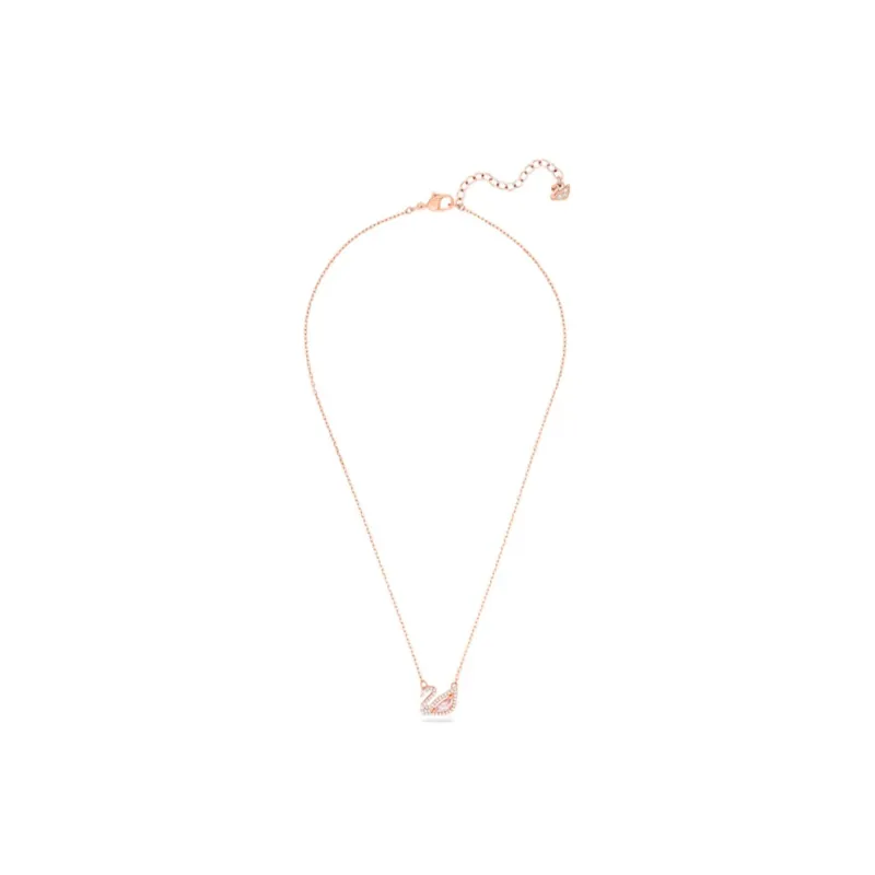 Swarovski Swan Synthetic Cubic Zirconia, Faux Crystal, Rose Gold Plated Necklaces Women's Pink-1