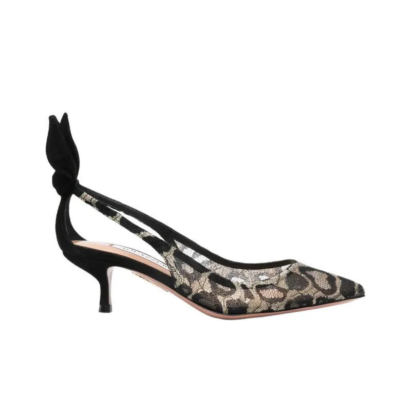 AQUAZZURA Bow Tie Slim Heel High Heels 5cm Women's Black-1